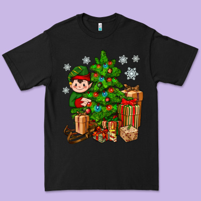 Christmas Elf With Gift Premium Tee Designed By Bundleandbundleshop