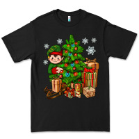 Black Christmas Elf With Gift Premium Tee - BundleAndBundleShop