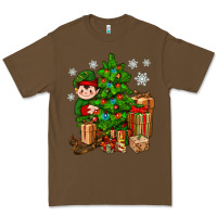 Cacao Christmas Elf With Gift Premium Tee - BundleAndBundleShop