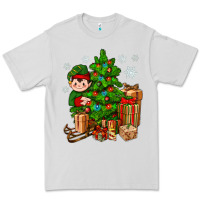 Dove Grey Christmas Elf With Gift Premium Tee - BundleAndBundleShop
