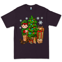 Plum Christmas Elf With Gift Premium Tee - BundleAndBundleShop