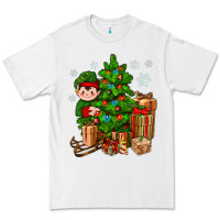 White Christmas Elf With Gift Premium Tee - BundleAndBundleShop