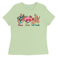 Matcha Peace Love Nail Hustler Ladies Tee - BundleAndBundleShop
