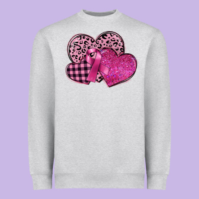 Breast Cancer Hearts Heavyweight Sweatshirt Designed By Fadigitalartstudio