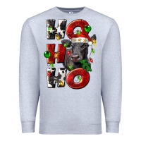 Heather Grey Christmas ho ho ho black angus Premium Sweatshirt - LillyAllenDesigns