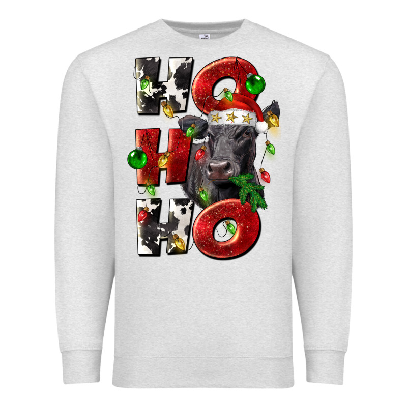 Christmas Ho Ho Ho Black Angus Premium Sweatshirt by LillyAllenDesigns | Teevron