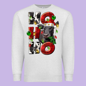 Christmas Ho Ho Ho Black Angus Premium Sweatshirt Designed By Lillyallendesigns