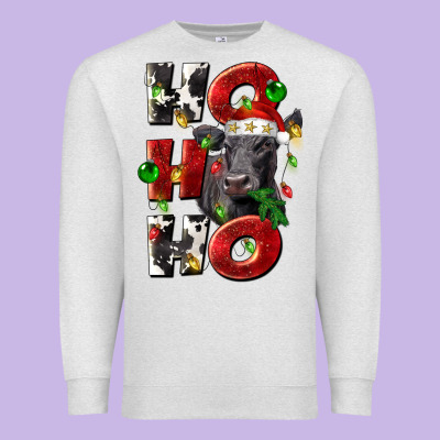 Christmas Ho Ho Ho Black Angus Premium Sweatshirt Designed By Lillyallendesigns