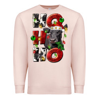 Pale Pink Christmas ho ho ho black angus Premium Sweatshirt - LillyAllenDesigns