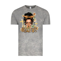 Cloud Rock Black Hair Believe Praying Caucasian Messy Bun Vintage Tee - texasbilliewilder