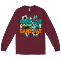 Burgundy Game day lightning bolt soccer Long Sleeve Tee - HowdyJamesFarm