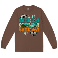 Chestnut Game day lightning bolt soccer Long Sleeve Tee - HowdyJamesFarm