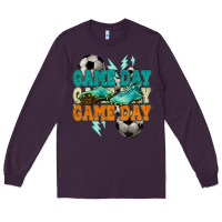 Plum Game day lightning bolt soccer Long Sleeve Tee - HowdyJamesFarm