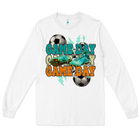 White Game day lightning bolt soccer Long Sleeve Tee - HowdyJamesFarm