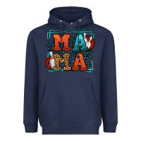 Navy Bowling mama leopard frame Mother's Day Heavyweight Hoodie - LillyAllenDesigns