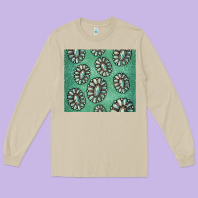 Turquoise Gemstone Glitter Long Sleeve Tee Designed By Jasminsmagicworld