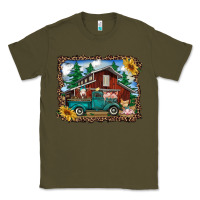 Army Green western barn with farm animals Classic Tee - RanaPortraitStore