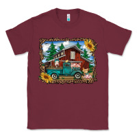 Burgundy western barn with farm animals Classic Tee - RanaPortraitStore