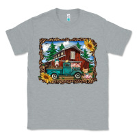 Heather Grey western barn with farm animals Classic Tee - RanaPortraitStore