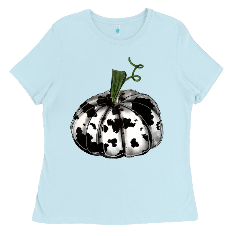 Watercolor Cowhide Halloween Pumpkin Ladies Tee by RanaPortraitStore | Teevron