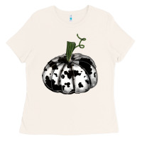 Bone watercolor cowhide halloween pumpkin Ladies Tee - RanaPortraitStore
