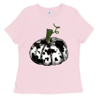 Bubblegum Pink watercolor cowhide halloween pumpkin Ladies Tee - RanaPortraitStore
