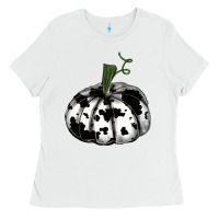 White watercolor cowhide halloween pumpkin Ladies Tee - RanaPortraitStore