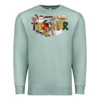 Seafoam christmas teacher Premium Sweatshirt - LillyAllenDesigns