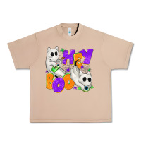 Burro Hey Boo with Ghost Cats Urban Heavy Tee - texasbilliewilder