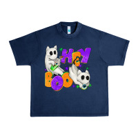 Navy Hey Boo with Ghost Cats Urban Heavy Tee - texasbilliewilder