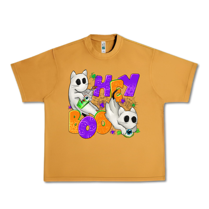 Hey Boo With Ghost Cats Urban Heavy Tee by texasbilliewilder | Teevron