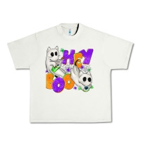 Pistachio Hey Boo with Ghost Cats Urban Heavy Tee - texasbilliewilder