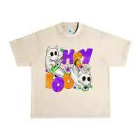 Sandshell Hey Boo with Ghost Cats Urban Heavy Tee - texasbilliewilder