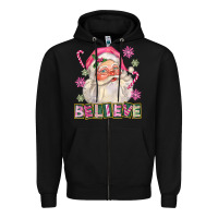 Black Pink Believe Santa Christmas Zipper Hoodie - FaDigitalArtStudio
