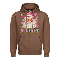 Chestnut Pink Believe Santa Christmas Zipper Hoodie - FaDigitalArtStudio