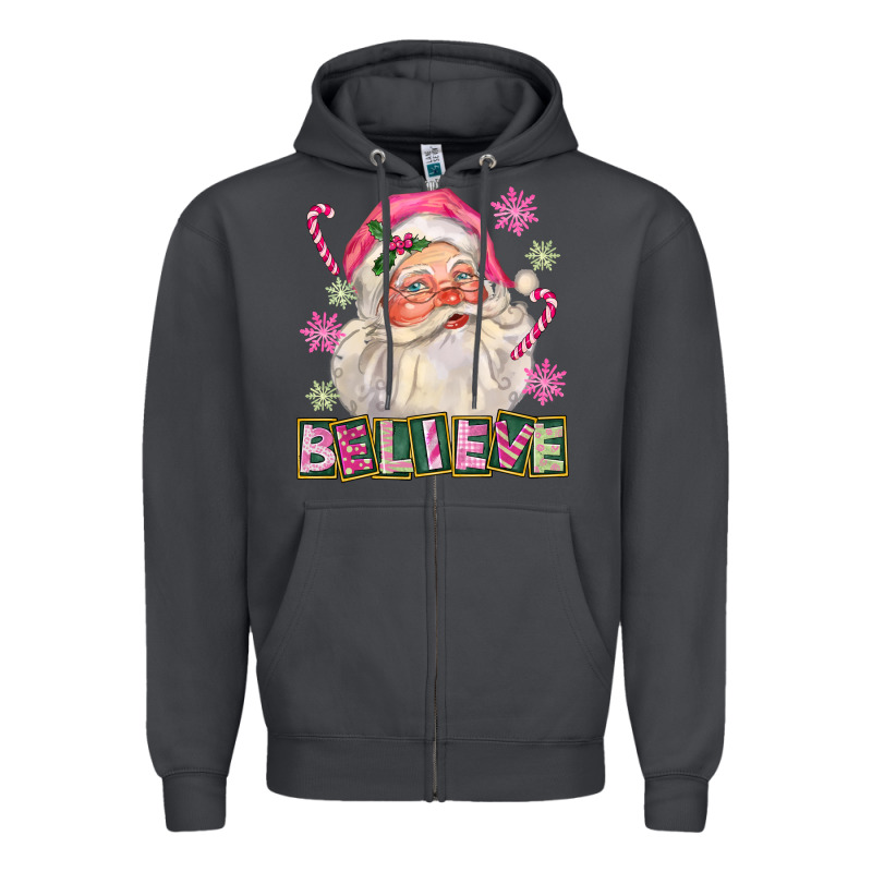 Pink Believe Santa Christmas Zipper Hoodie by FaDigitalArtStudio | Teevron