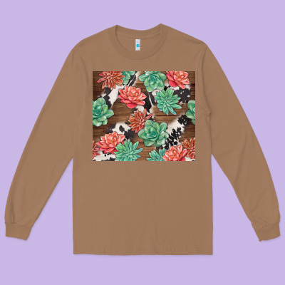 Succulents And Cowhide Long Sleeve Tee Designed By Tumblerdesignbyshophia