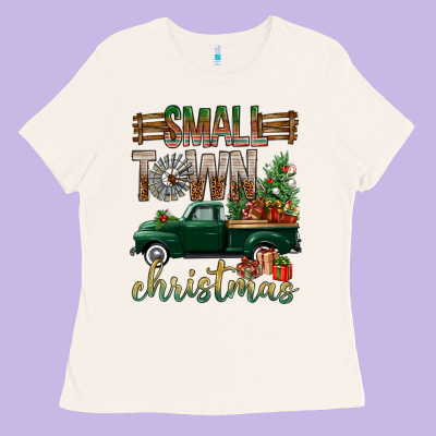 Small Town Christmas With Truck Ladies Tee Designed By Bundleandbundleshop