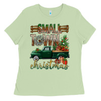 Matcha Small Town Christmas With Truck Ladies Tee - BundleAndBundleShop