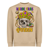 Skull Mardi Gras Queen Heavyweight Sweatshirt | Teevron