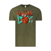 Vintage Olive Game day leopard basketball Vintage Tee - NancyCooperArtShop