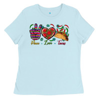 Baby Blue Peace Love Tacos Ladies Tee - BundleAndBundleShop