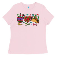 Bubblegum Pink Peace Love Tacos Ladies Tee - BundleAndBundleShop