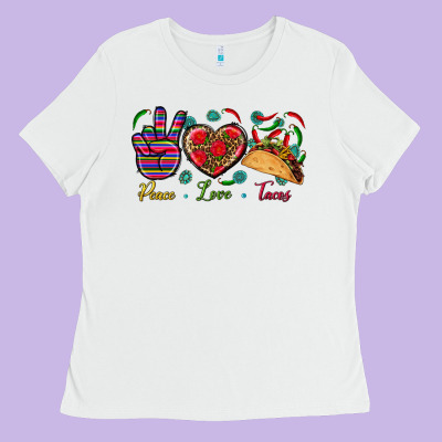 Peace Love Tacos Ladies Tee Designed By Bundleandbundleshop