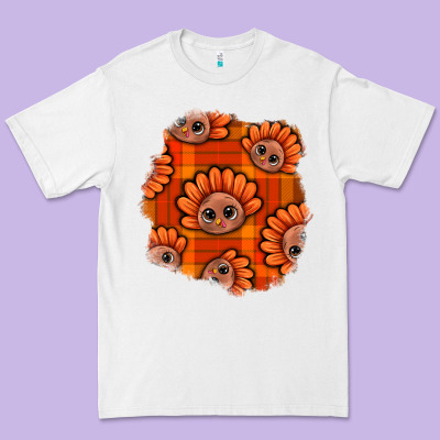 Thanksgiving Turkey With Tartan Patch Premium Tee Designed By Bundleandbundleshop
