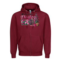 Burgundy all i want for christmas is cure Zipper Hoodie - FaDigitalArtStudio