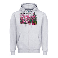 Heather Grey all i want for christmas is cure Zipper Hoodie - FaDigitalArtStudio