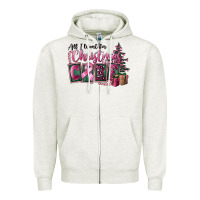 Oatmeal Heather all i want for christmas is cure Zipper Hoodie - FaDigitalArtStudio