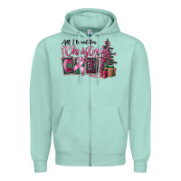 Seafoam all i want for christmas is cure Zipper Hoodie - FaDigitalArtStudio