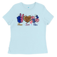 Baby Blue Peace Love Cheer Ladies Tee - BundleAndBundleShop